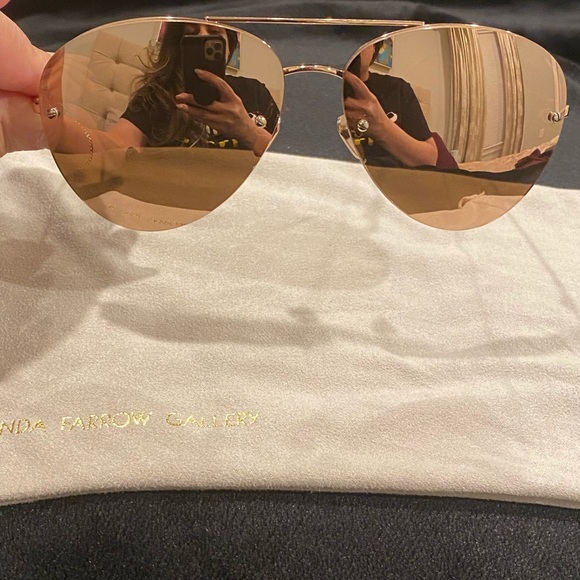 Linda Farrow Rose Gold Frameless Aviator Sunglasses main image 6